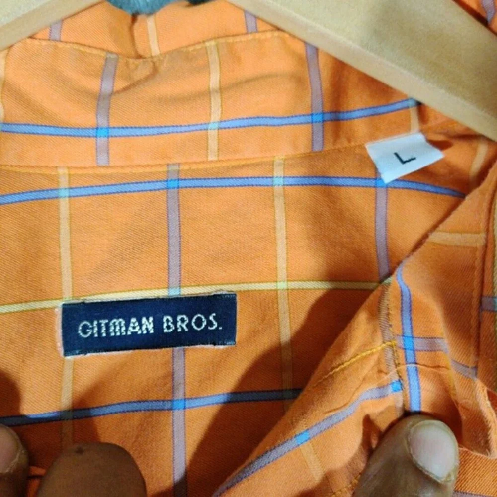Gitman Bros Shirt Mens Large Orange Button Down Long‎ Sleeve Casual